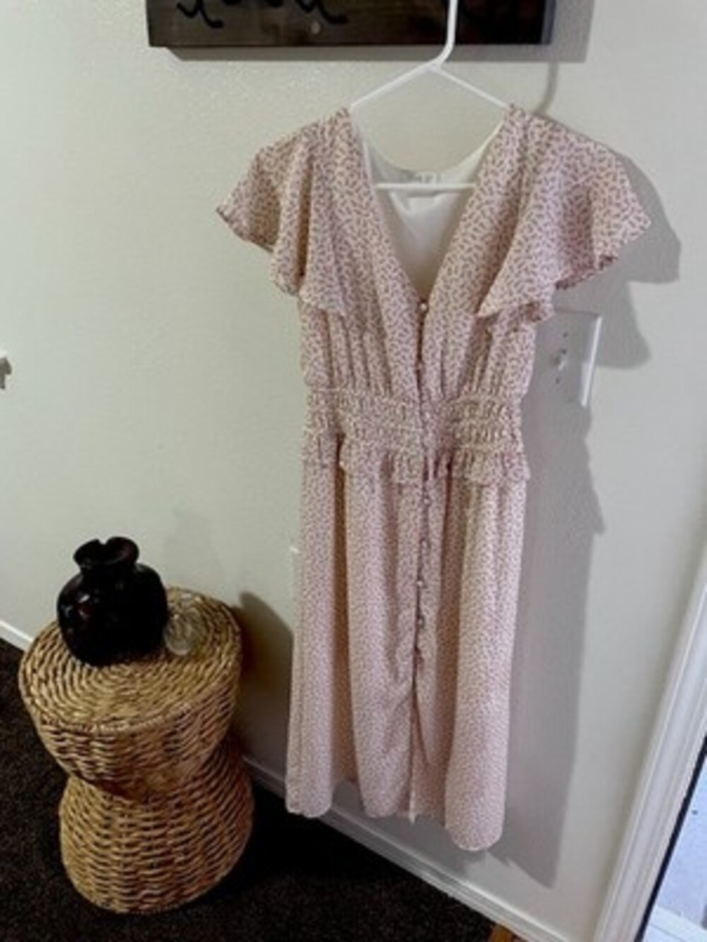 Sienna Sky Womens Flutter Sleeve Floral Romantic Button Front Midi Dress Size S